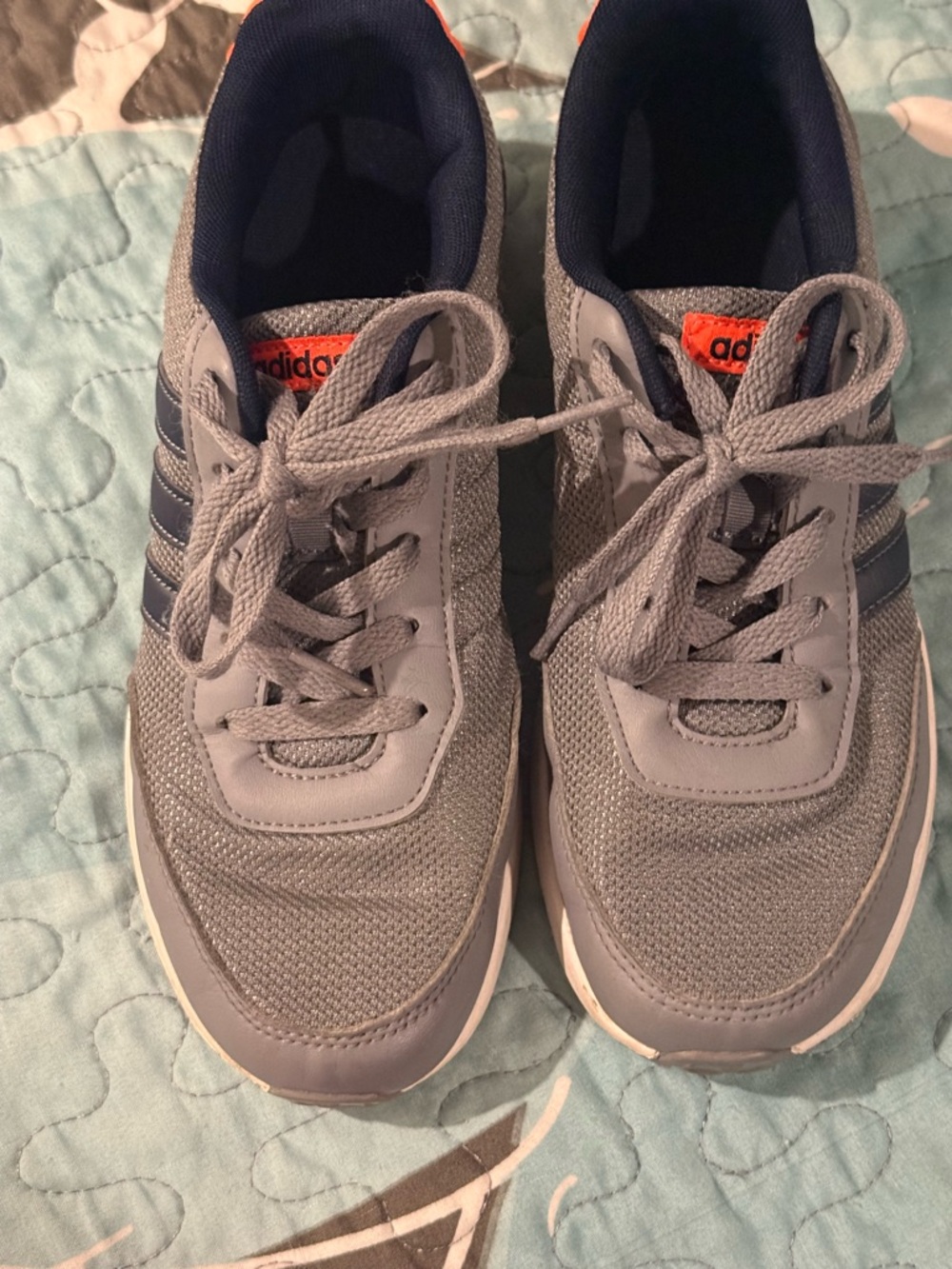 adidas Grey Mesh Sneakers with Navy and Orange Details